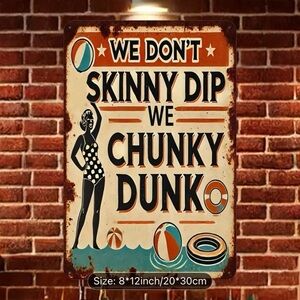 Humorous Vintage Metal Wall Sign - Brown and Cream